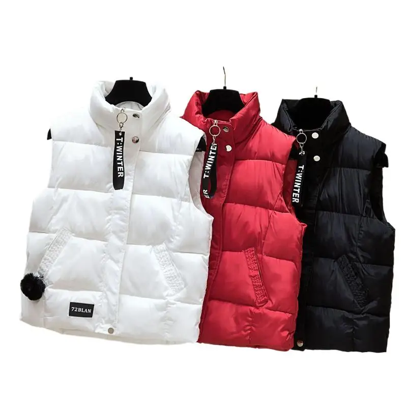 

2024 Winter Cotton Down Vest Women Loose Waistcoat Bodywarm Jacket Cotton Padded Jacket Sleeveless Female plus size Waistcoat