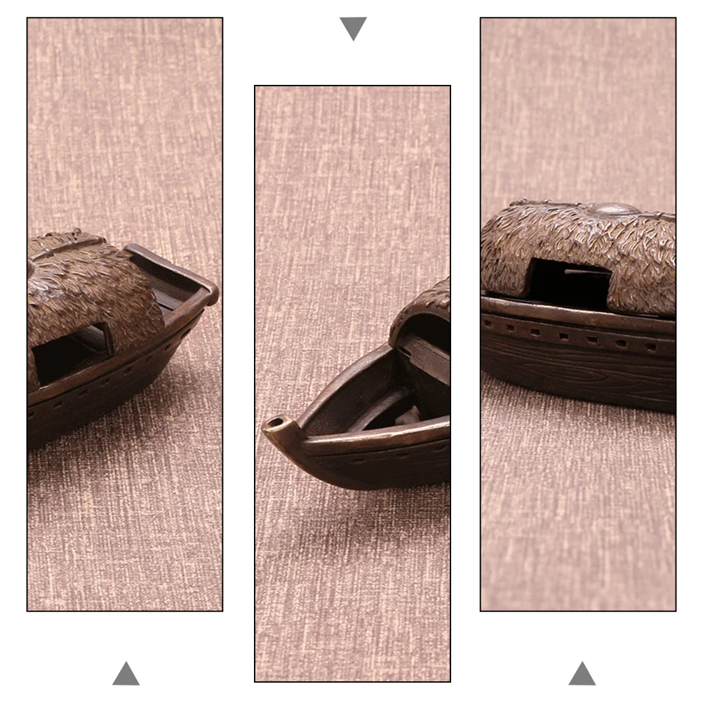

Copper Fishing Boat Ornaments Adornment Sculpture Carving Figurine Home Desktop Decor