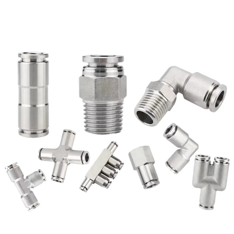 High Pressure 304 Stainless Steel Pneumatic Quick Connector Air Pipe Fitting PU PY PE PV PM PZA PSA PK 4 6 8 10mm Hose Fittings