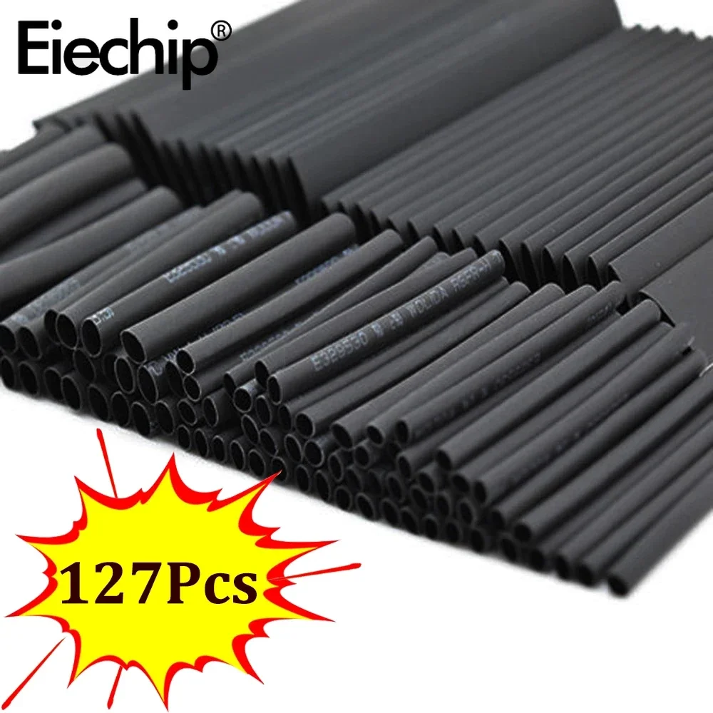 127Pcs 7 Sizes Set Heat Shrink Tubing Ratio 2:1 Heat Shrink Electrical Wire Cable Wrap Assortment Insulation Protection Tube