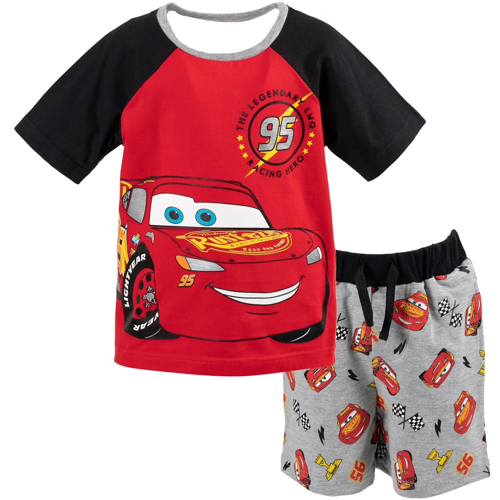 

Quick-dry 2-piece Disney Series Cars Character Summer Outfit T-shirt with Sleepwear Shorts for Adult and Children Couple Set2026