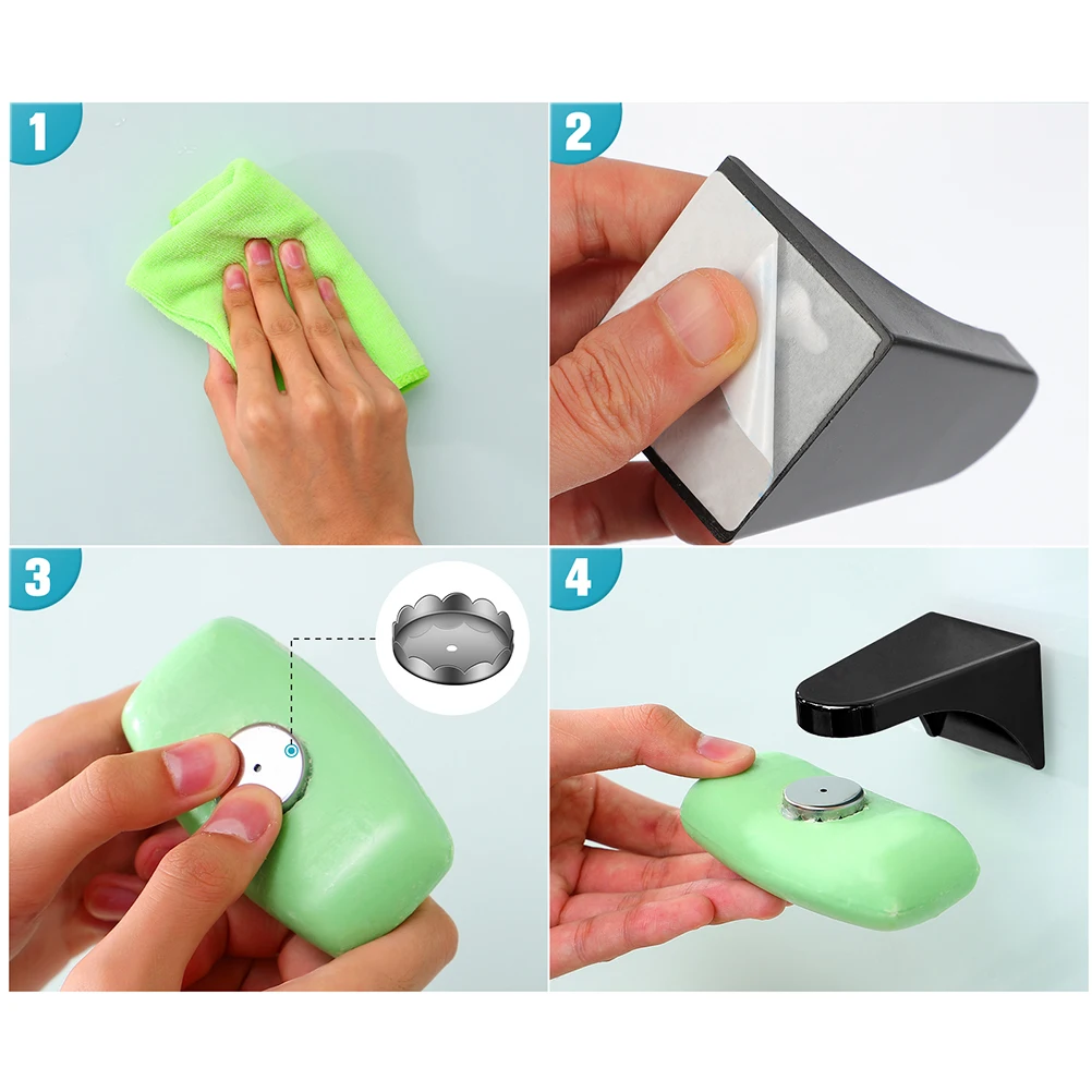 

2pcs Magnetic Holder Wall Mount Space-Saving Rustproof Bathroom Organizer Suction Soap Rack for Kitchen Durable Elegant Design
