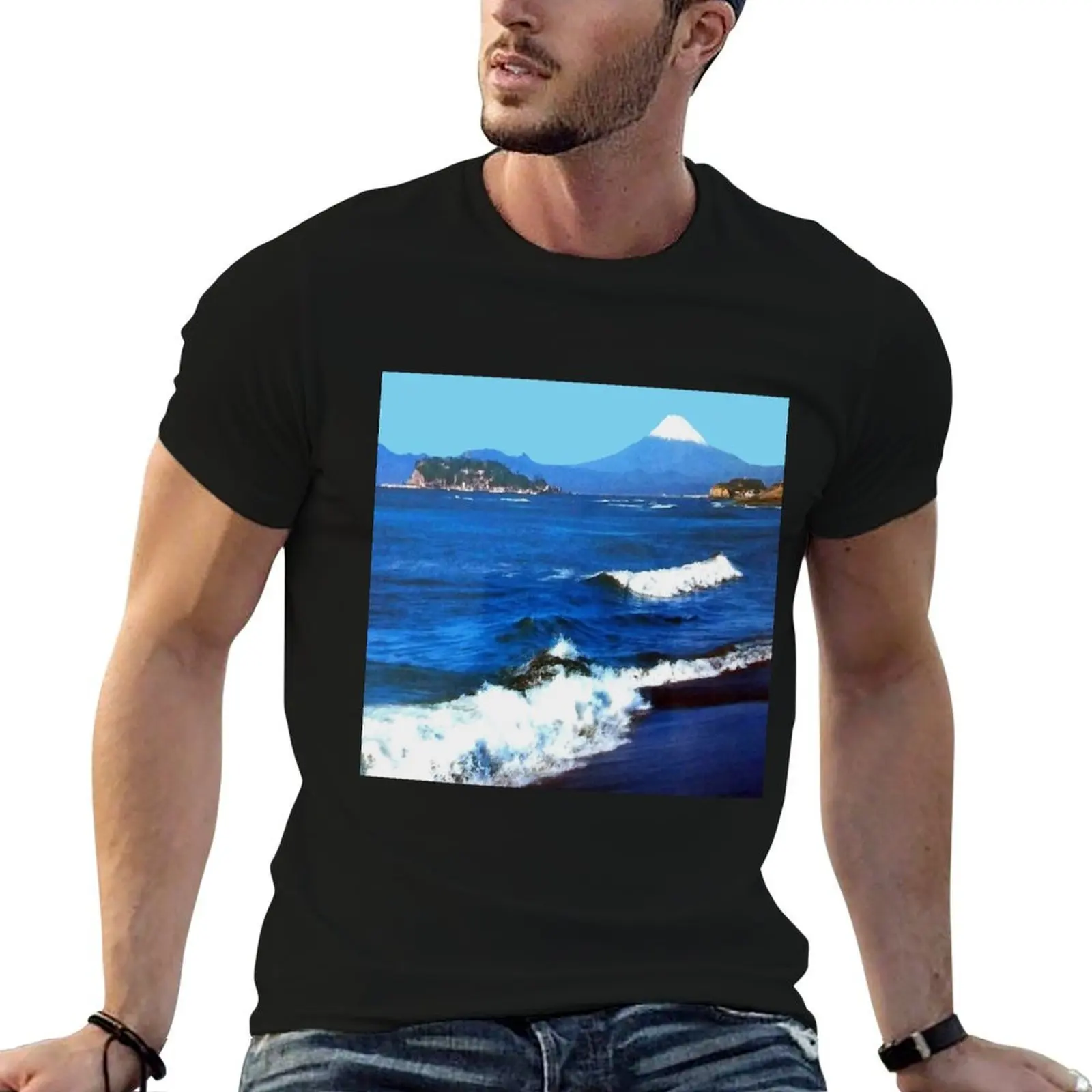 Mount Fuji from Enoshima island T-Shirt fashion shirts essential t shirt plus size men clothing