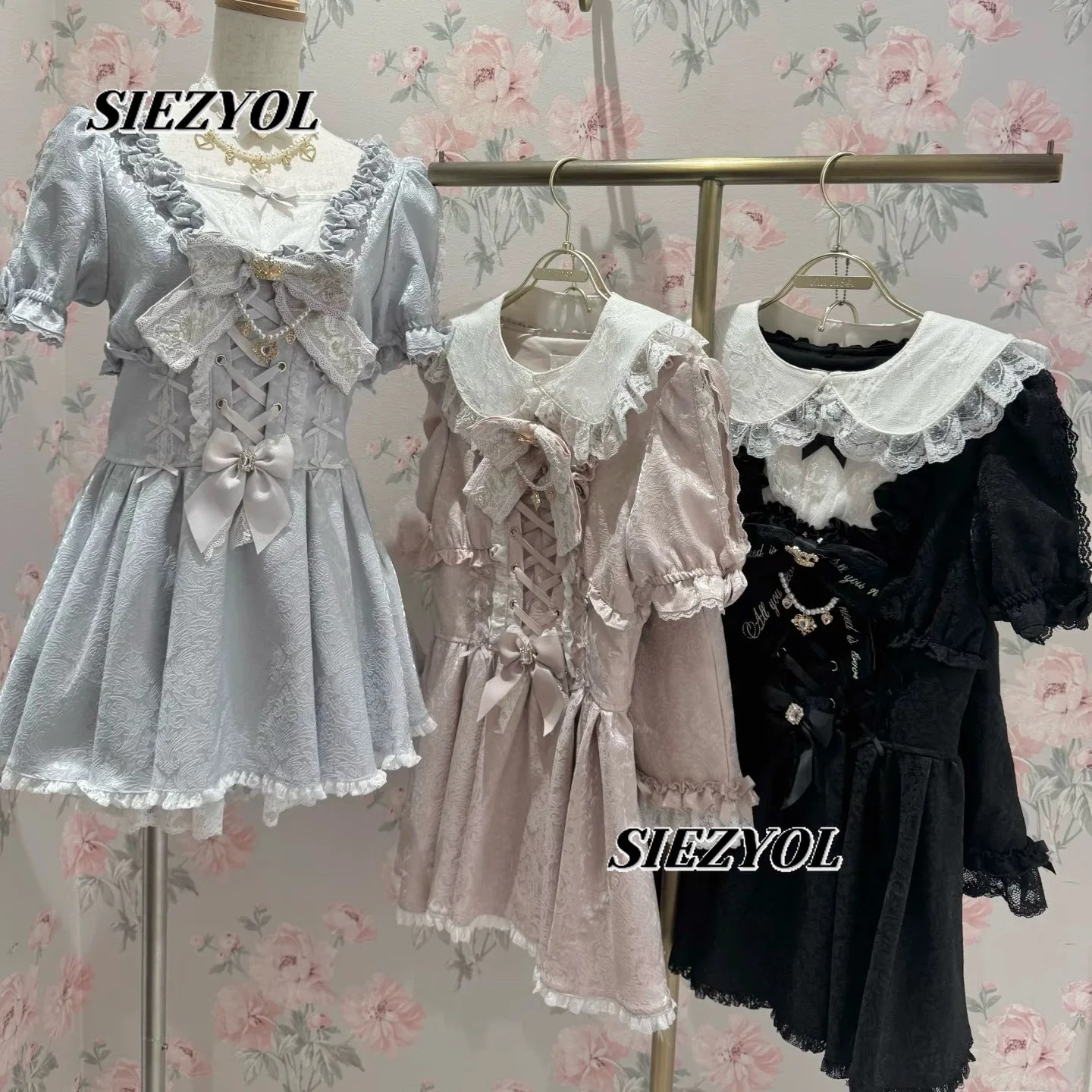 

Sweet Cute Lolita Jacquard Lace Short Sleeve Dress and base Shorts Set Japanese Mine Mass-Produced Summer New Dresses Outfits