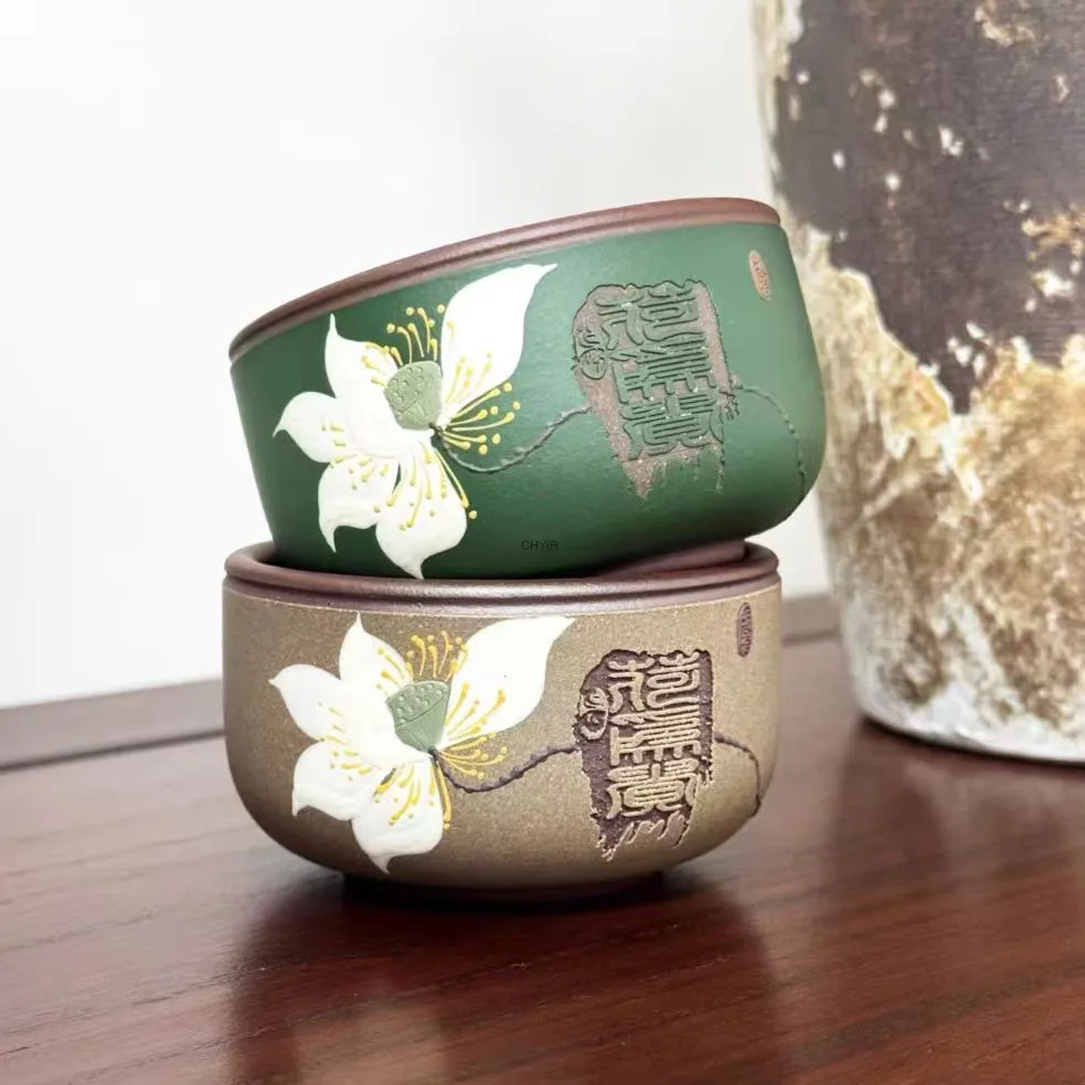 

Zisha Master Cup Handmade Inlay He Wei Gui Kung Fu Tea Set Tasting Cup Home Tea Drinking Cup 110ml