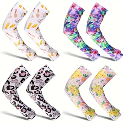 Flower Cooling Arm Sleeves For Men & Women Sunscreen Arm Cooling Cover With Thumb Holes Sun UV Protection For Gardening Outdoors
