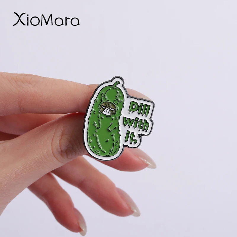Gurke Ente Emaille Pins Dill with it Metall Broschen Mode Revers Abzeichen Rucksack Kleidung Schmuck Geschenk für Freunde
