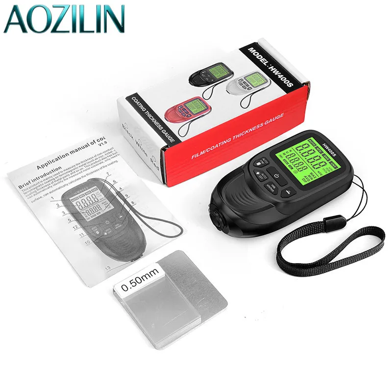 AOZILIN HW-400S High Precision Digital Coating Thickness Gauge 0-2000μm Tester For Metal Plating Paint Layer Measurement