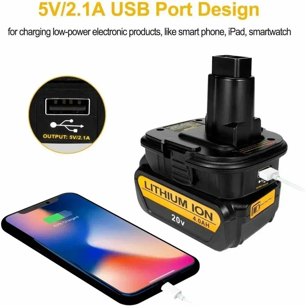 Imagem -02 - Adaptador de Bateria com Porta Usb para Ferramentas Dewalt para Ryobi Conversor de Bateria Milwaukee para Ryobi Bateria de Iões de Lítio 18v