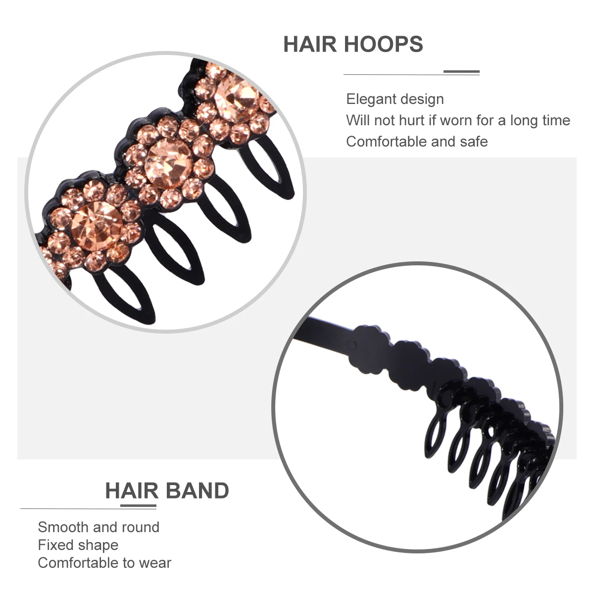 

Non-Slip Headband For Women Fashionable Hair Accessories Elegant Headwear Crystal Decor Party Daily Use Hair Hoops Anti-Slip
