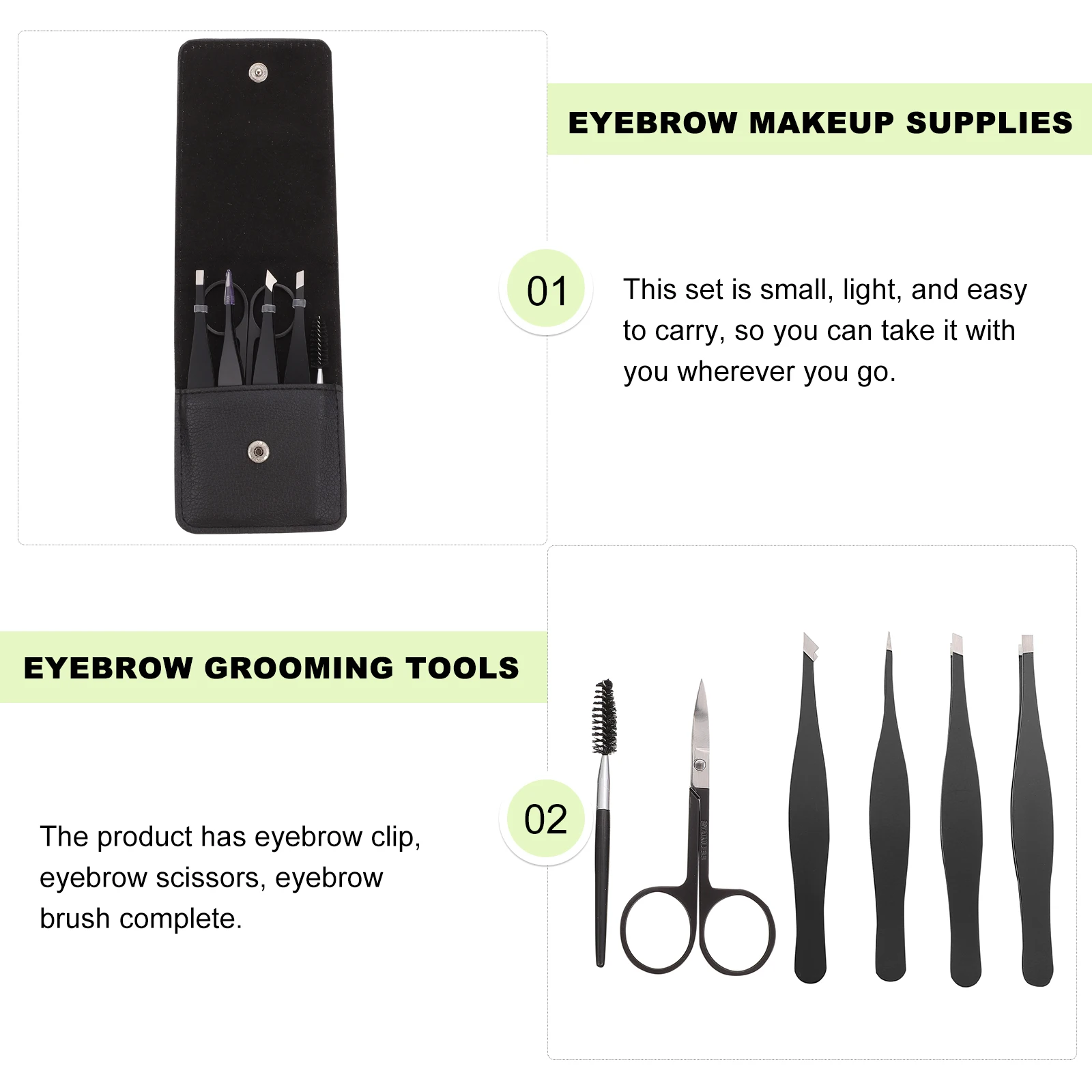 

6pcs Eyebrow Clip Precision Tweezers Tool Set Trimmer Black Clips Beauty Clamp Stainless Steel Lightweight Travel