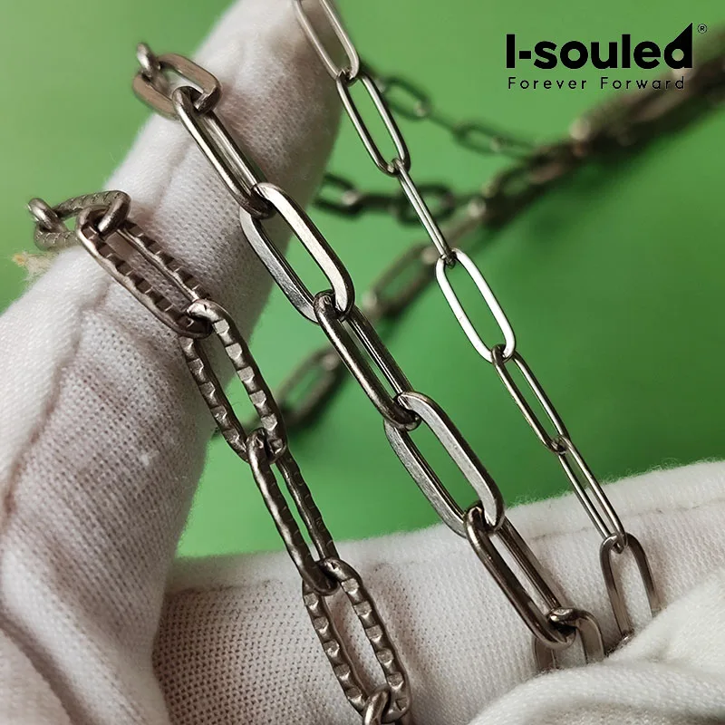 Pure Titanium Paperclip Link Chain 3.5/5.0mm Flat Long O-Chain DIY Jewelry Making Supplies Necklace