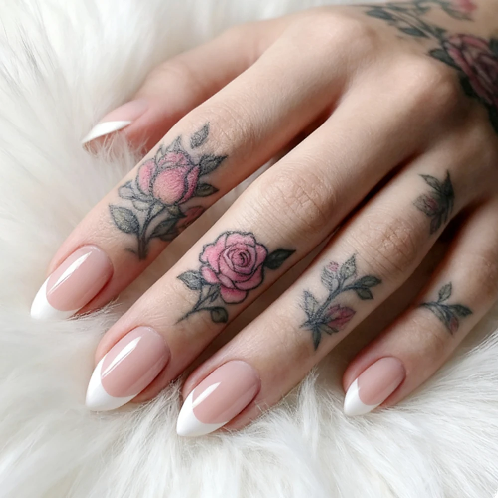 

Акриловые накладные ногти с французским кончиком, короткие шпильки, накладные ногти с клеем, многоразовые женские ногти «сделай сам», аксессуары для маникюра