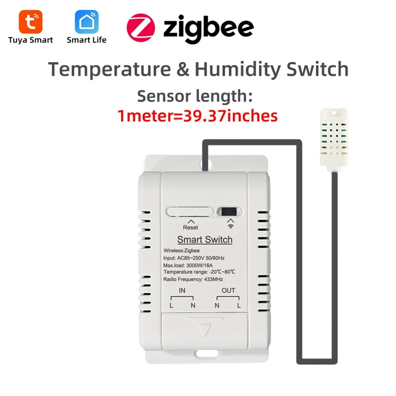 

A25P Wi-Fi умный переключатель температуры и влажности с датчиком 1 м 16A переключатель температуры и влажности поддерживает голосовое управление