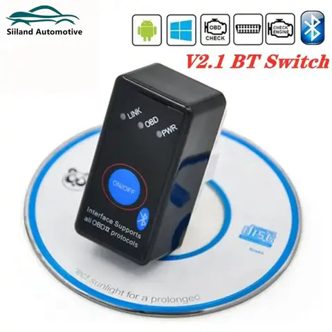 Mini ELM 327 Switch BT ELM327 V2.1 Adapter For Android Torque OBDII Code Reader OBD2 Car Scanner Auto Diagnostic Tool