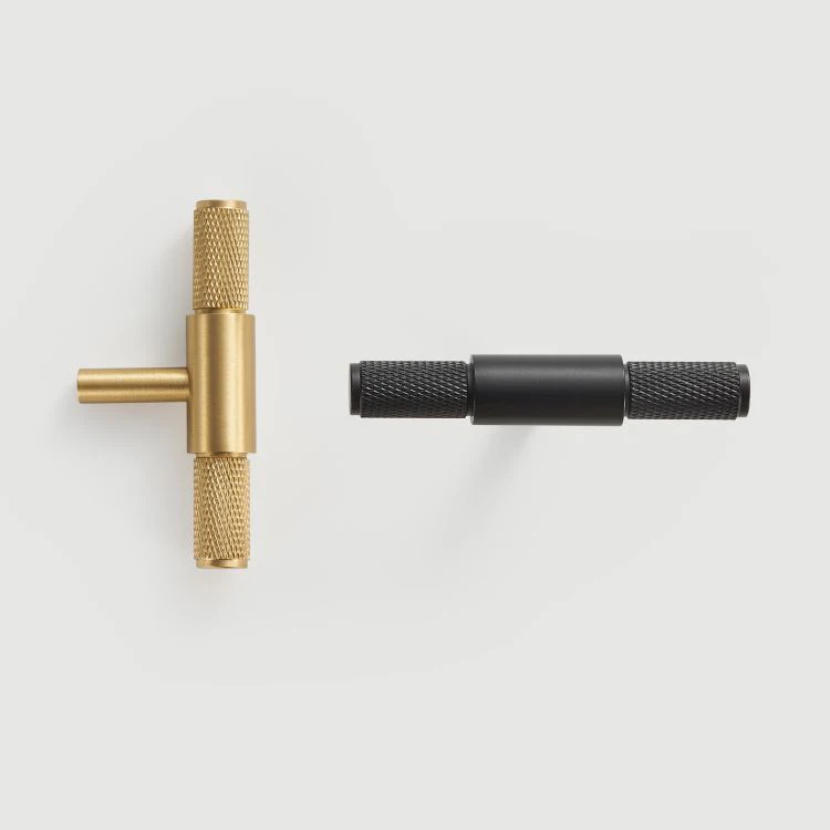 Brass Knurled Diamond Out British Modern Style T-bar Cabinet Handle Drawer Cabinet Door Knob Black Gold