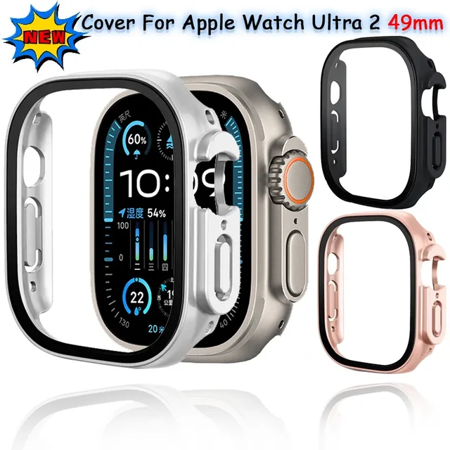 Etui na Apple Watch Ultra 3 49mm PC Bumper + Folia Ochronna na Ekran iWatch Ultra 2 49mm Szkło Hartowane HD + Obudowa Akcesoria