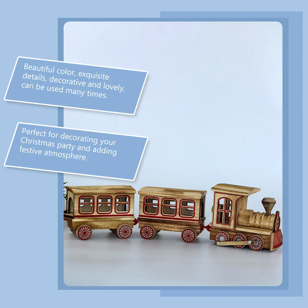 

Small Christmas Train Ornaments Home Decor Holiday Dining Table Wooden Toys and Child