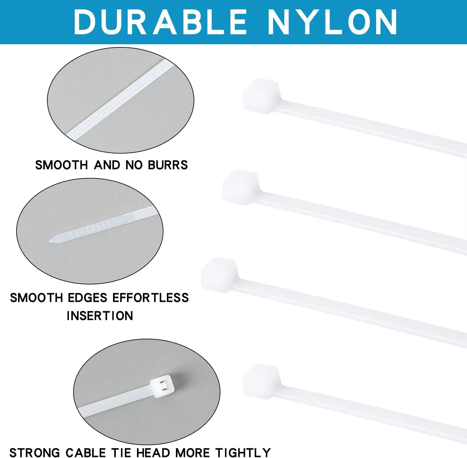 Small Zip Ties,White Zip Ties 4X150MM 100PCS, Nylon Cable Ties Self Locking Tie Straps, Heavy Duty clear zip ties, Tiny Cable