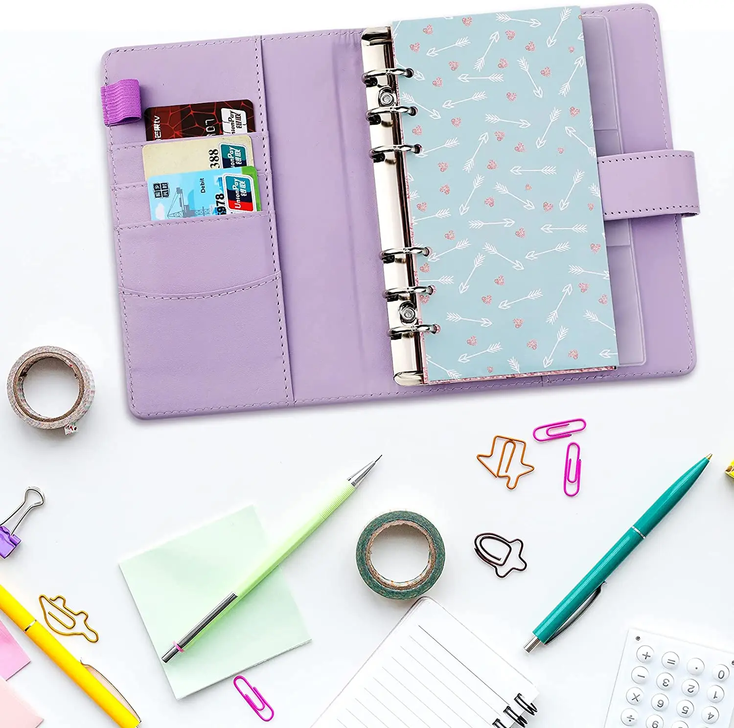 31 Pieces A6 PU Leather Binder Notebook Cash Envelopes System Budget Planner Organizer, Expense Budget Sheets and Labels Sticker