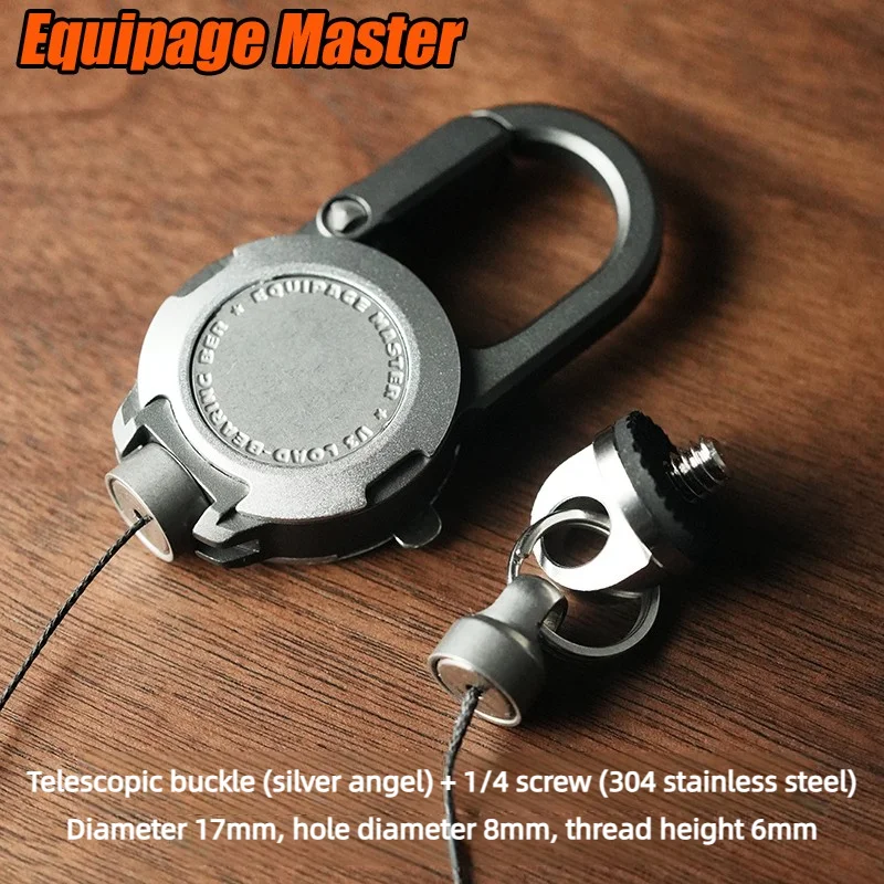 Aluminum Alloy Magnet Retractable Hook 20kg Heavy Duty Pull Reel Carabiner Strong Steel Wire Lost Rope Buckle Outdoor Keychain