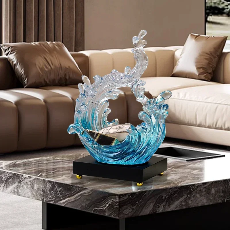 Resin blue water wave craft art decoration