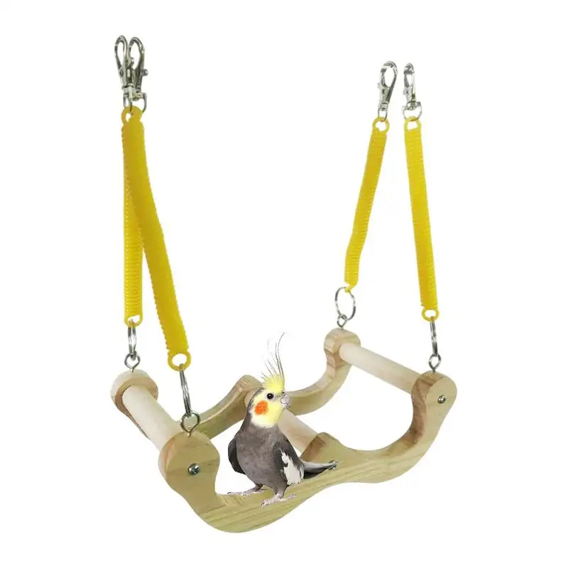 

Parrot Swing Wooden Parrot Spring Swing Toys Cockatoo Hammock Bird Foraging Activity Cockatiel Chewing Game For Budgerigar