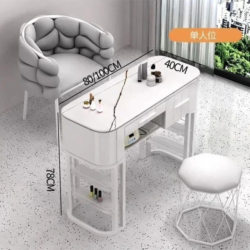 طاولة مانيكير منضدية رخامية حديثة تخزين ذهبي طاولة أظافر كريم نمط صالون الأثاث الياباني Mesa De Uñas LLMT