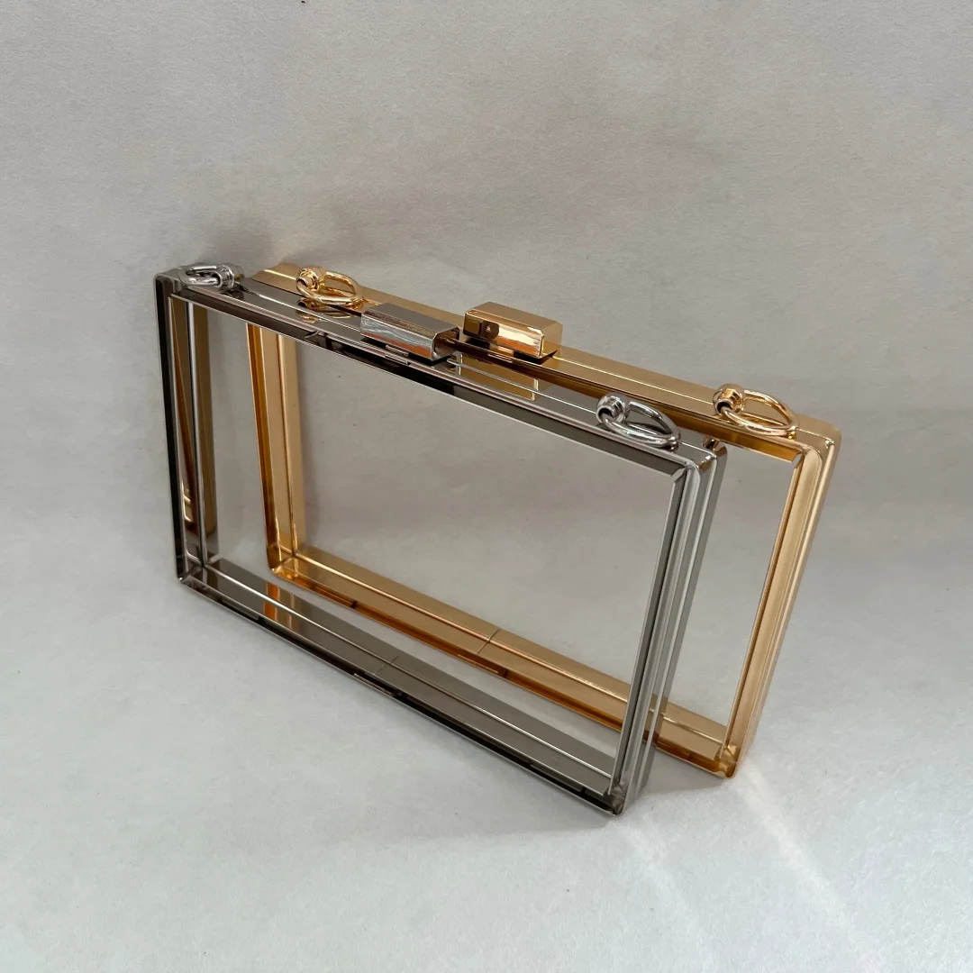 18cm Customized Metal Box Clutch Wallet Frame Bag Case with Black Plastic Sheet - Hardware Purse Frame for Handbag Accessories