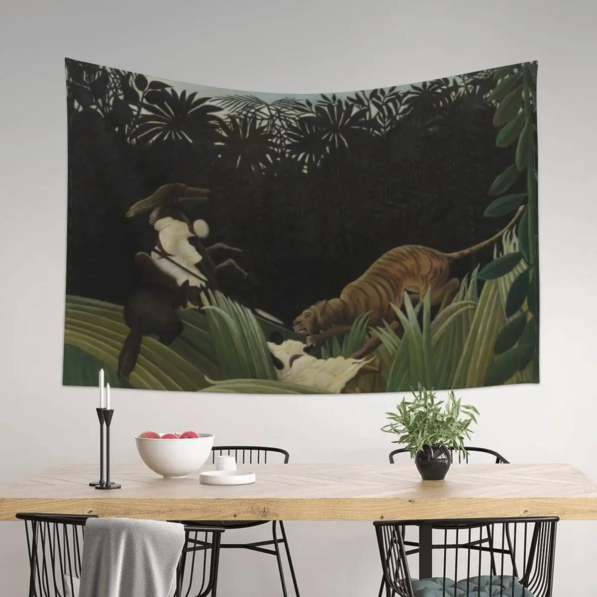 

Henri Rousseau. Scouts Attacked by a Tiger, 1904. Tapestry Decoration Room Christmas Decoration Home Decor Aesthetic Tapestry