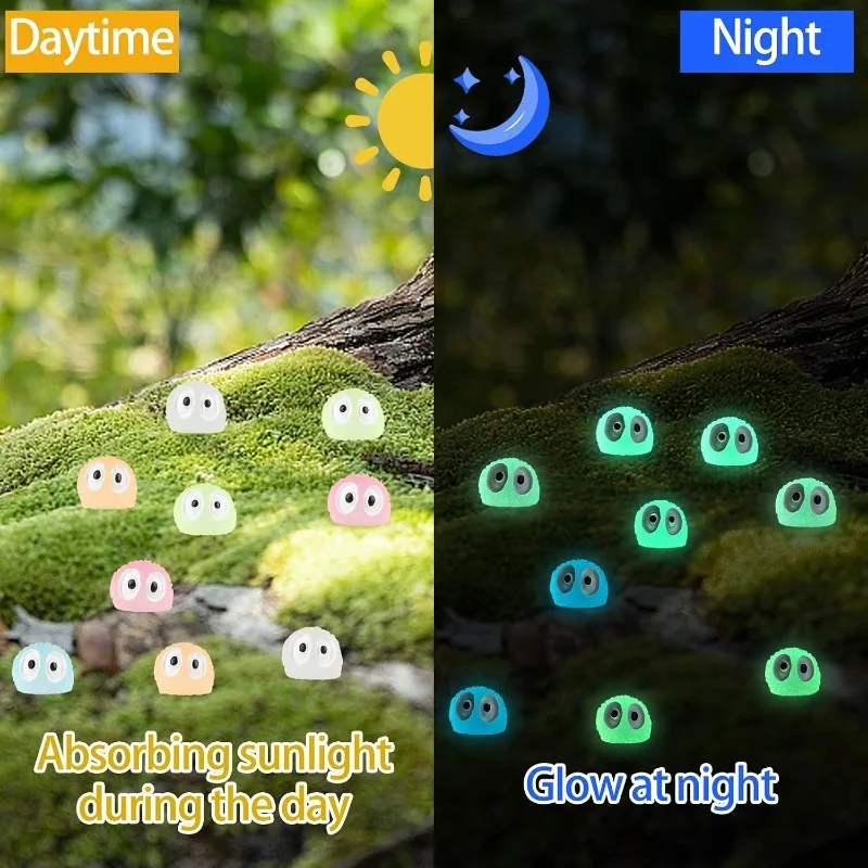 50PCS Random Luminous Briquettes Resin Dust Elves Balls Micro Landscape Figure Glowing in Dark Miniature Fairy Elfs Ornaments