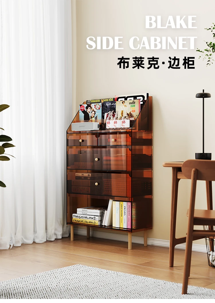 JJSimple Style Light Luxury Acrylic Dining Side Living Room Dining Room Against The Wall Tea Storage Coffee Cabinet Wine Cabinet