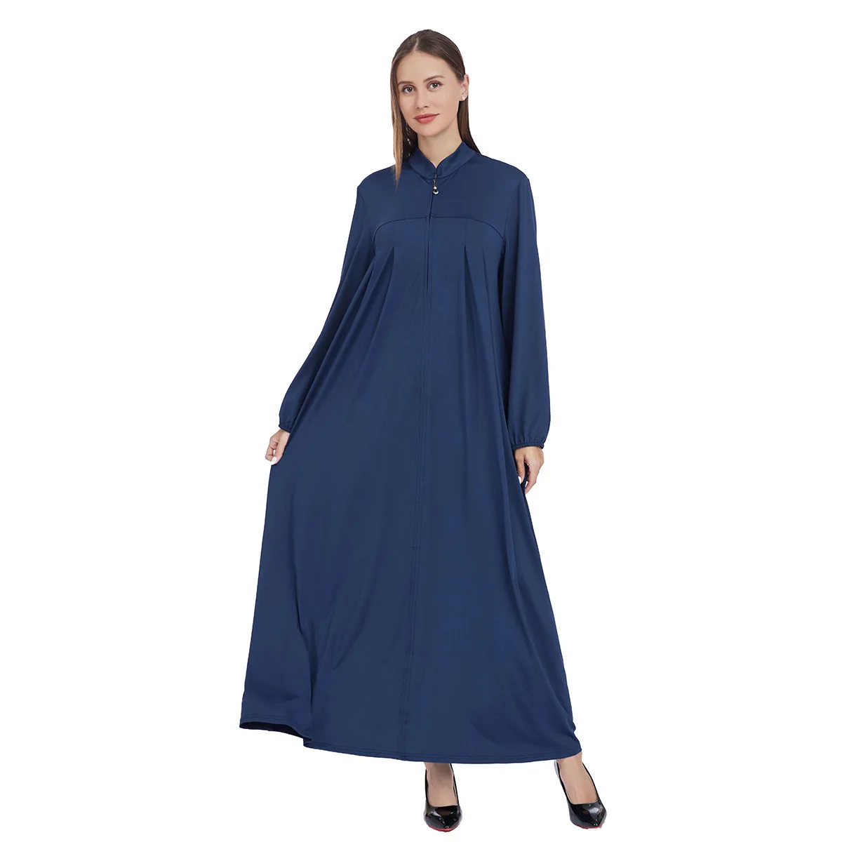 

Ид мусульманское женское платье на молнии спереди Дубай Абая Турция Кафтан Kebaya Кафтан Марокаин Femme Musulmane Robe Islam Jalabiya Abayas