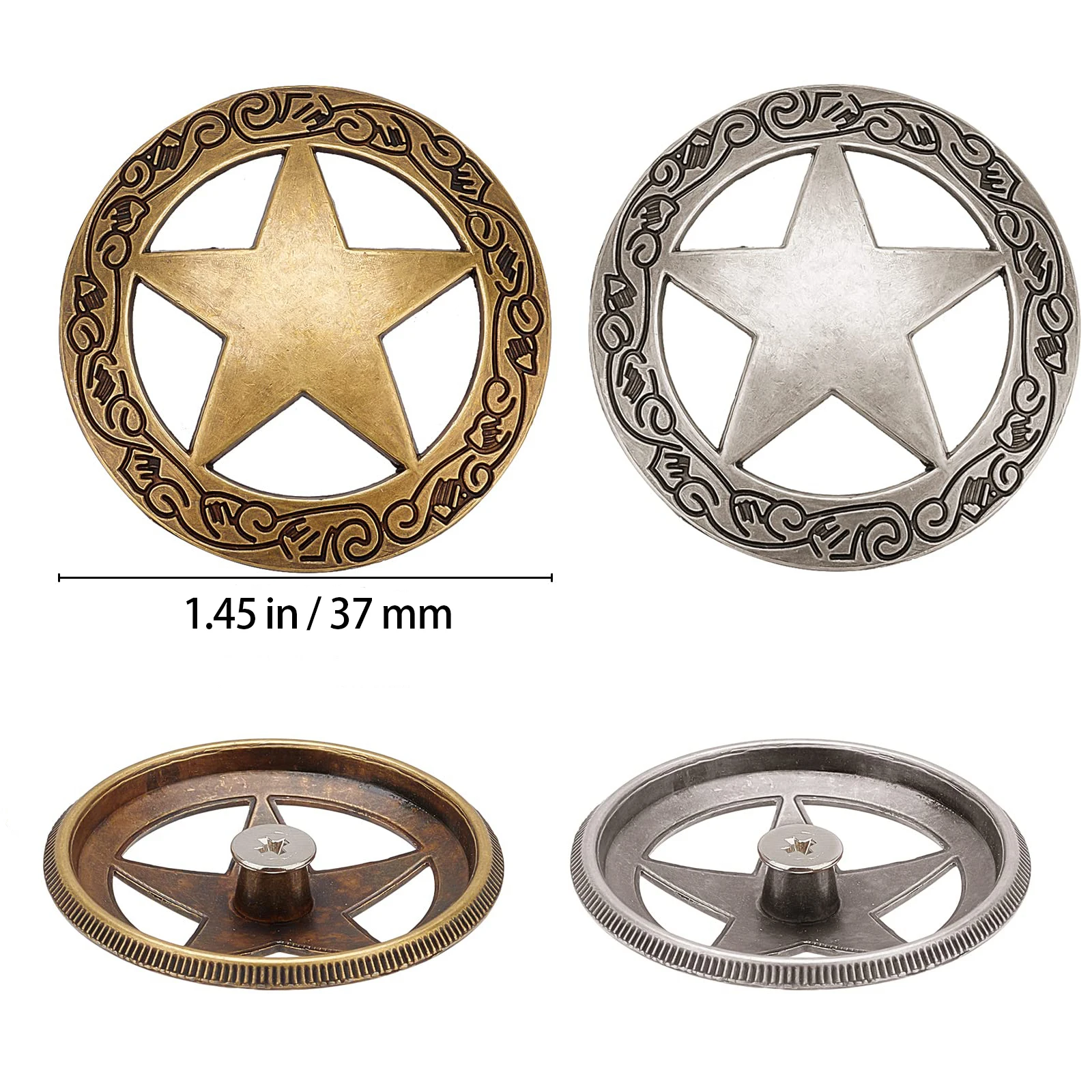 5Pcs Leather Conchos Craft Bukle Texas Star Saddle Western Rodeo Leather Tack DIY Leathercraft Decoration Accessories