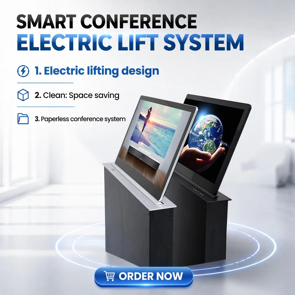 Electric LCD Monitor Lift 15.6 Inches 17~24 Customized Size for Audio/Video Conference System Voting Simultaneous