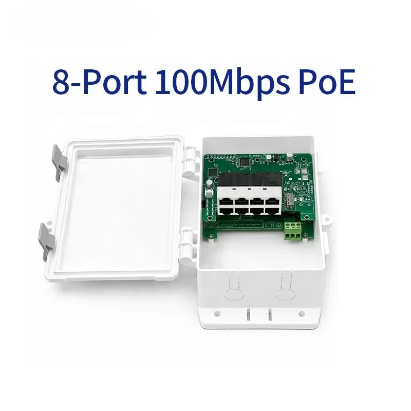 Poe Switch 48v Rainbox Switch Outdoor Waterproof 8 Port POE Suitable for Monitoring Equipment Rainproof PoE Switch
