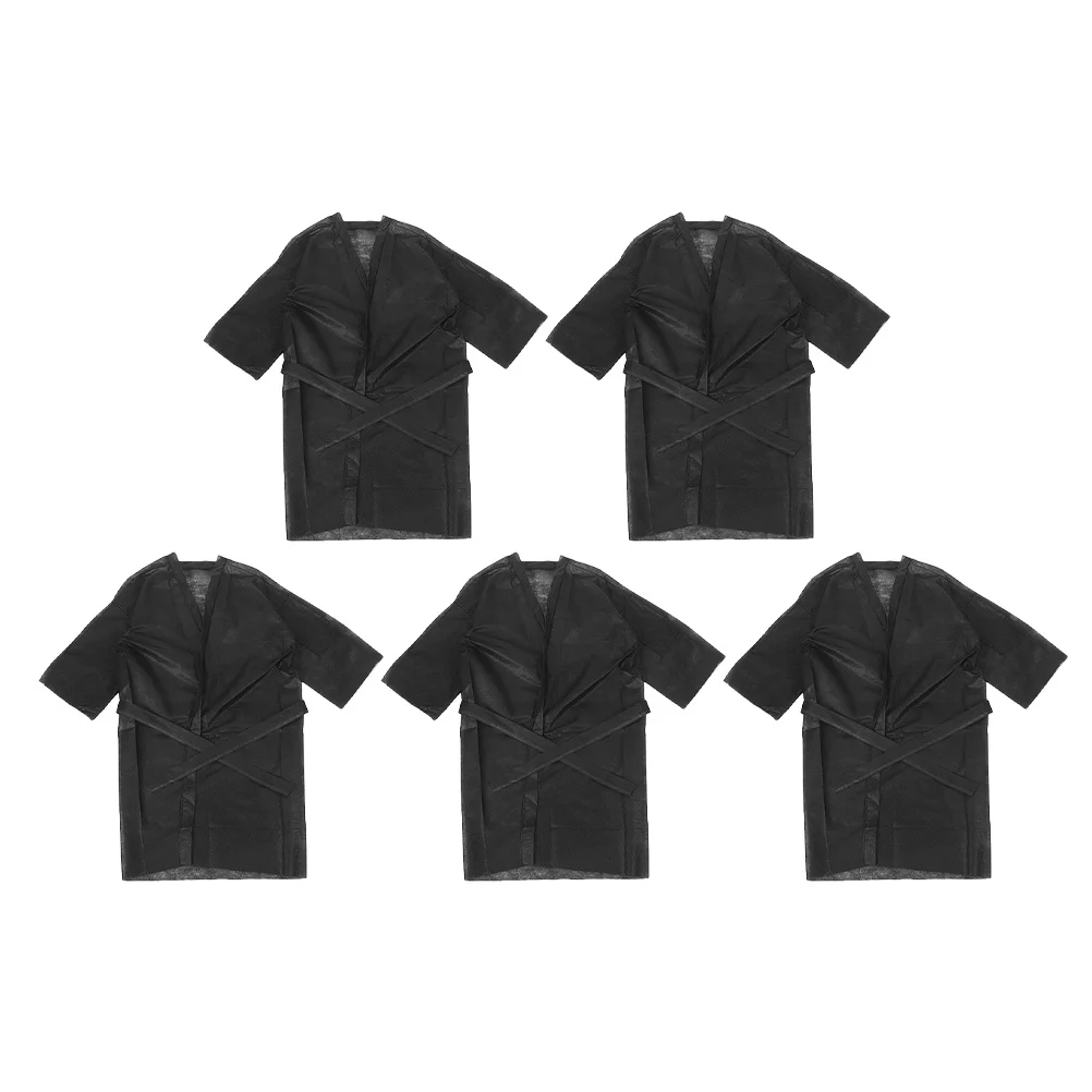 

5pcs Disposable Spa Bathrobe Gown Non-Woven Fabric Salon Sauna Wrap Women Bath Skirt Sweat Steaming Robe Disposable Salon Cape