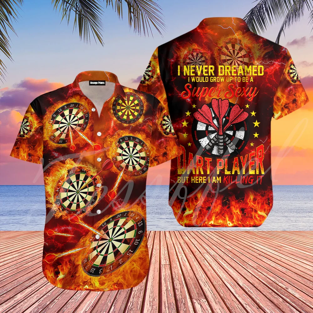 Tessffel NewFashion Sports Darts Beer Club Games Retro Tattoo Harajuku Casual Streetwear 3DPrint Summer Beach Hawaiian Shirts A1