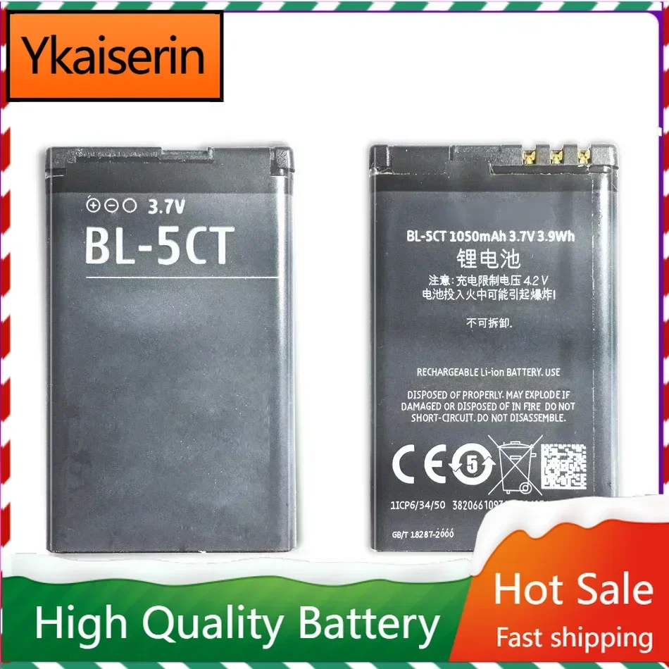 Rechargeable Battery 1050mAh 3.7V BL-5CT BL 5CT BL5CT Battery for Nokia 5220XM/6303C/6730C/C3-01 C5-00/C5-02 C6-01 3720 Batteria