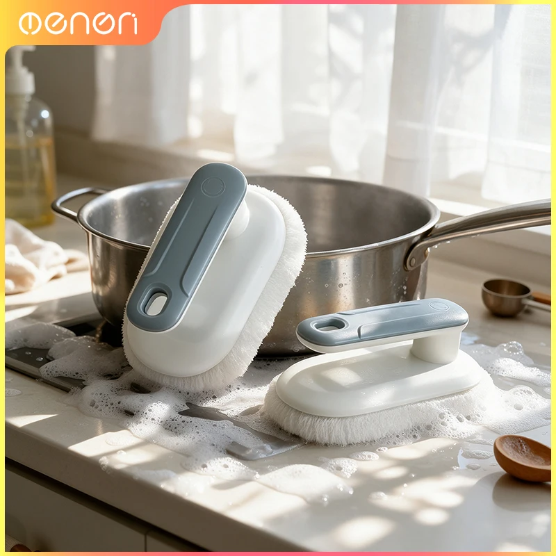 1PC Ergonomic Handle Sponge Dishwashing Brush Kitchen Pot Cleaning Scrubber For Pans Cookware Stain Cleaning Items