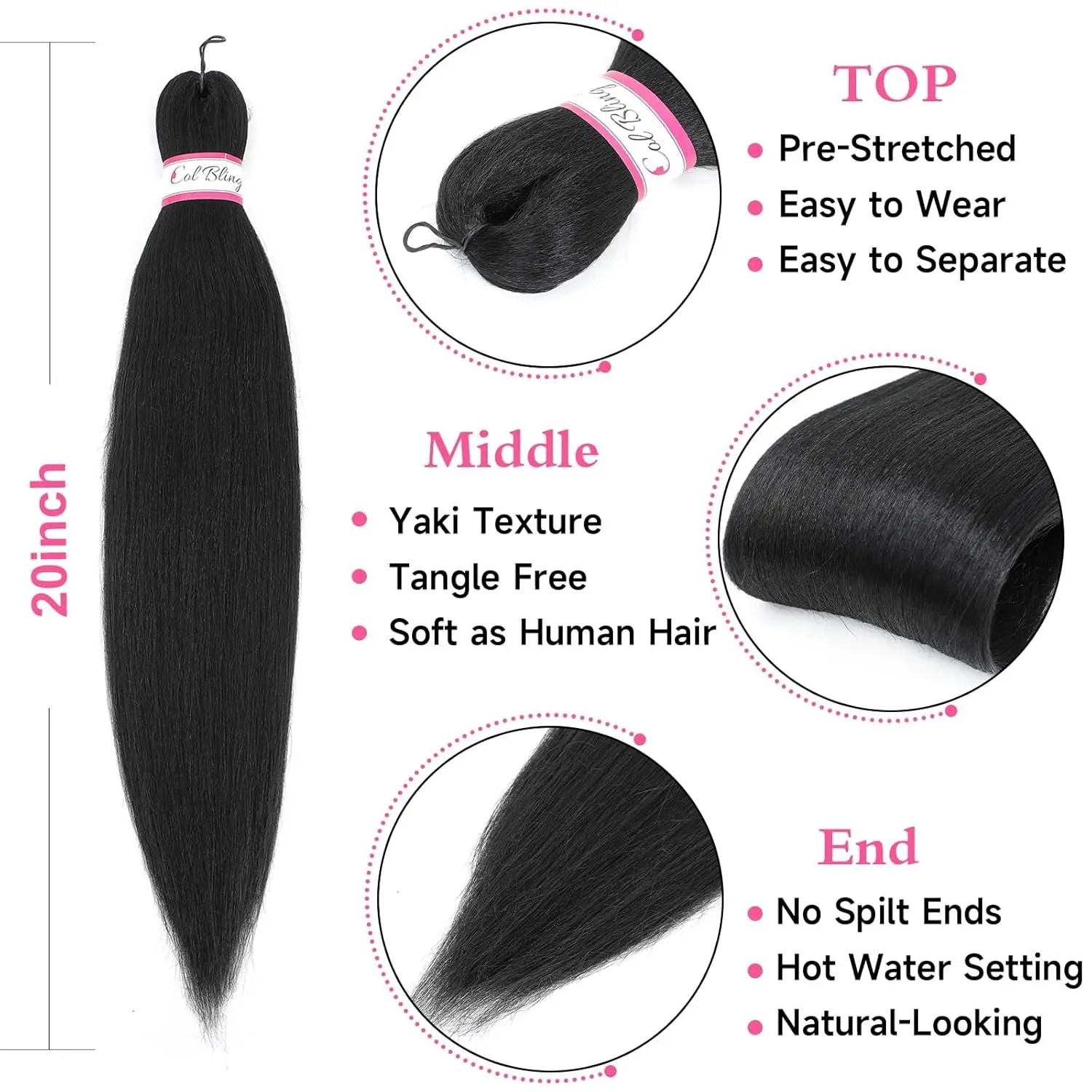 26 inch 1 piece per package synthetic easy braids yaky pre-stretched hair hot water setting available synthetic crocheting hair image 5