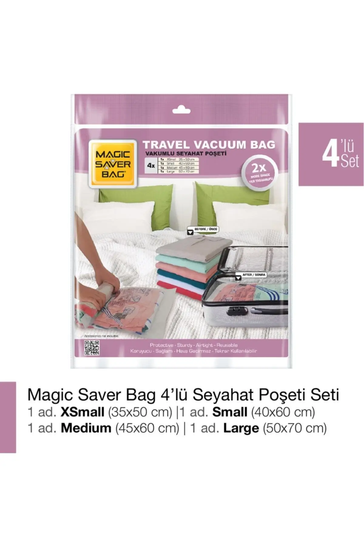 Vacuum Travel Bags Set 4'lü vacuum bags for clothes