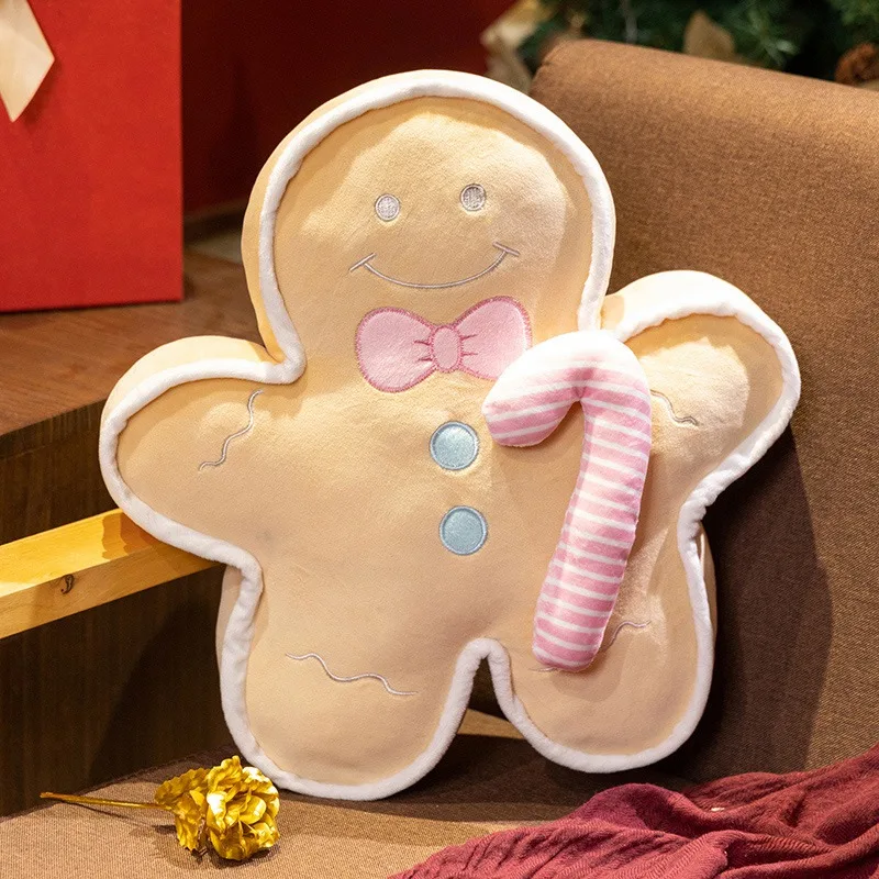 40/55cm Cartoon Christmas Gingerbread Man Plush Doll Pillow Colorful Teddy Biscuit Cookie Plush Toy Home Decor Gift For Kids