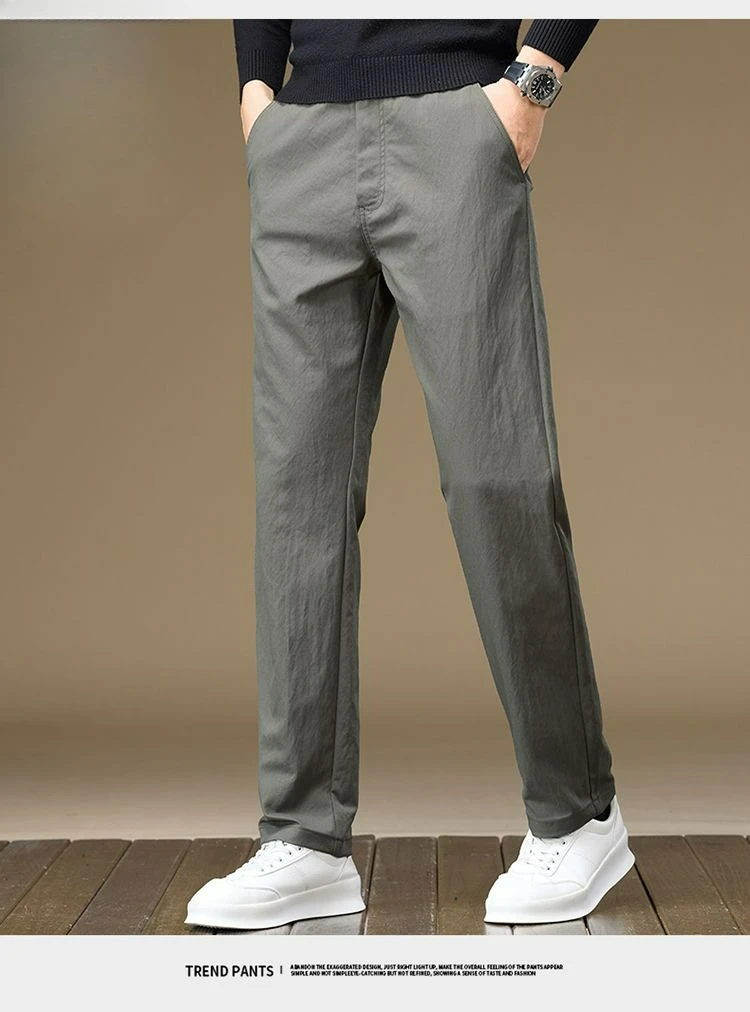 Herren Business-Hose, Gerade Passform, Baumwolle, Lässige Hose, Modische Herrenhose mit Elastischem Bund, Dehnbar, für Frühling und Herbst, Vielseitige Arbeitshose – Detail 15