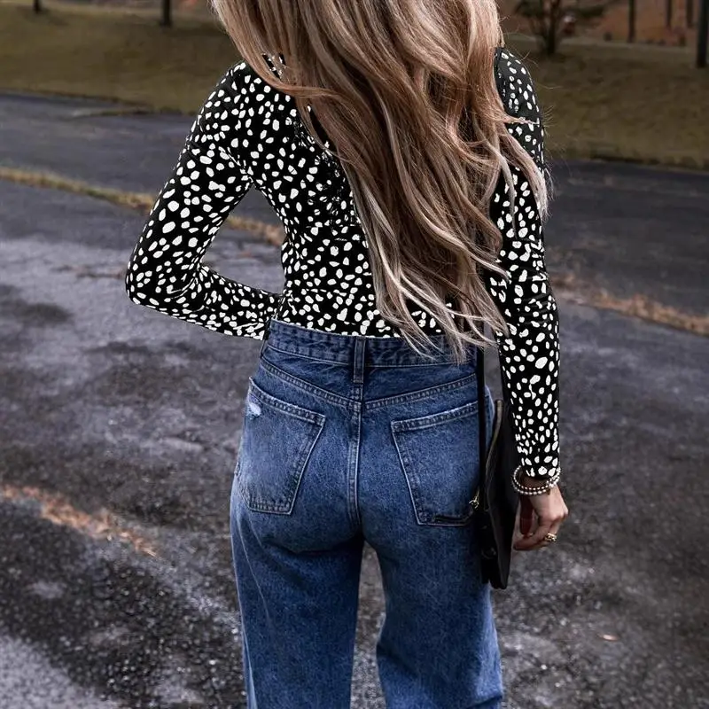 Сексуальный цветной блуз с леопардовым принтом, длинный комбинезон для похудения, женские брюки с высокой талией, зимняя коллекция из полиэфирной ткани