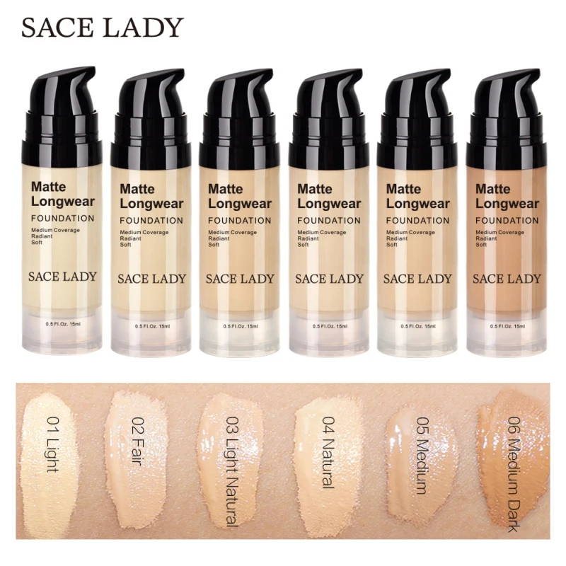 SACE LADY Face Foundation Cream Base Makeup Professional Matte Finish Make Up Liquid Concealer Waterproof Brand Natural Cosmetic