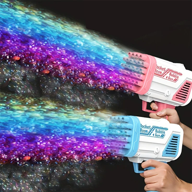 2pcs Bubble Guns นํา 2 ขวด 50ml Bubble Water มือถือ Gatling ของเล่นเด็กไฟฟ้า Bubble Machine ของเล่น Bubble Gun