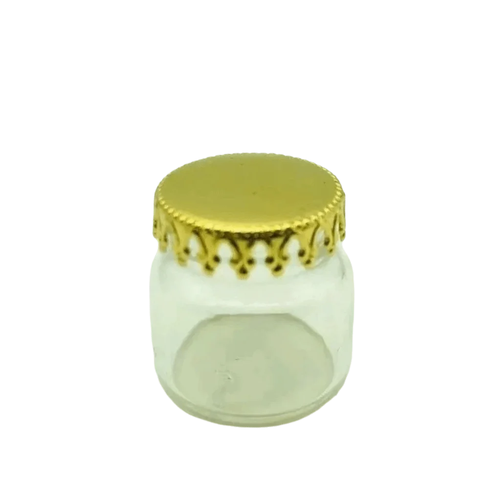 10pcs Cute Mini Glass Bottle DIY Kitchen Model Glass Jar with Golden Caps Miniature Figurines Craft Supplies