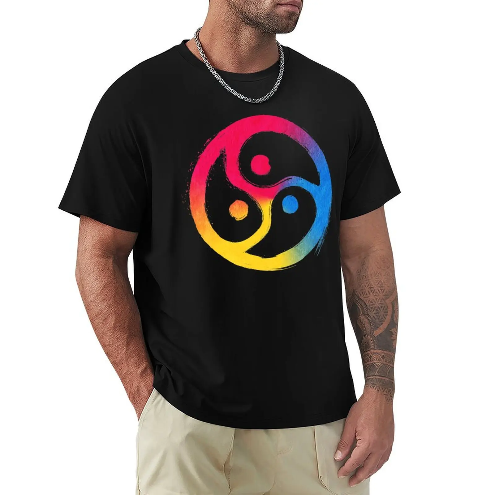 BDSM Triskelion Pansexual Pride T-Shirt Summer Holiday Casual Tee
