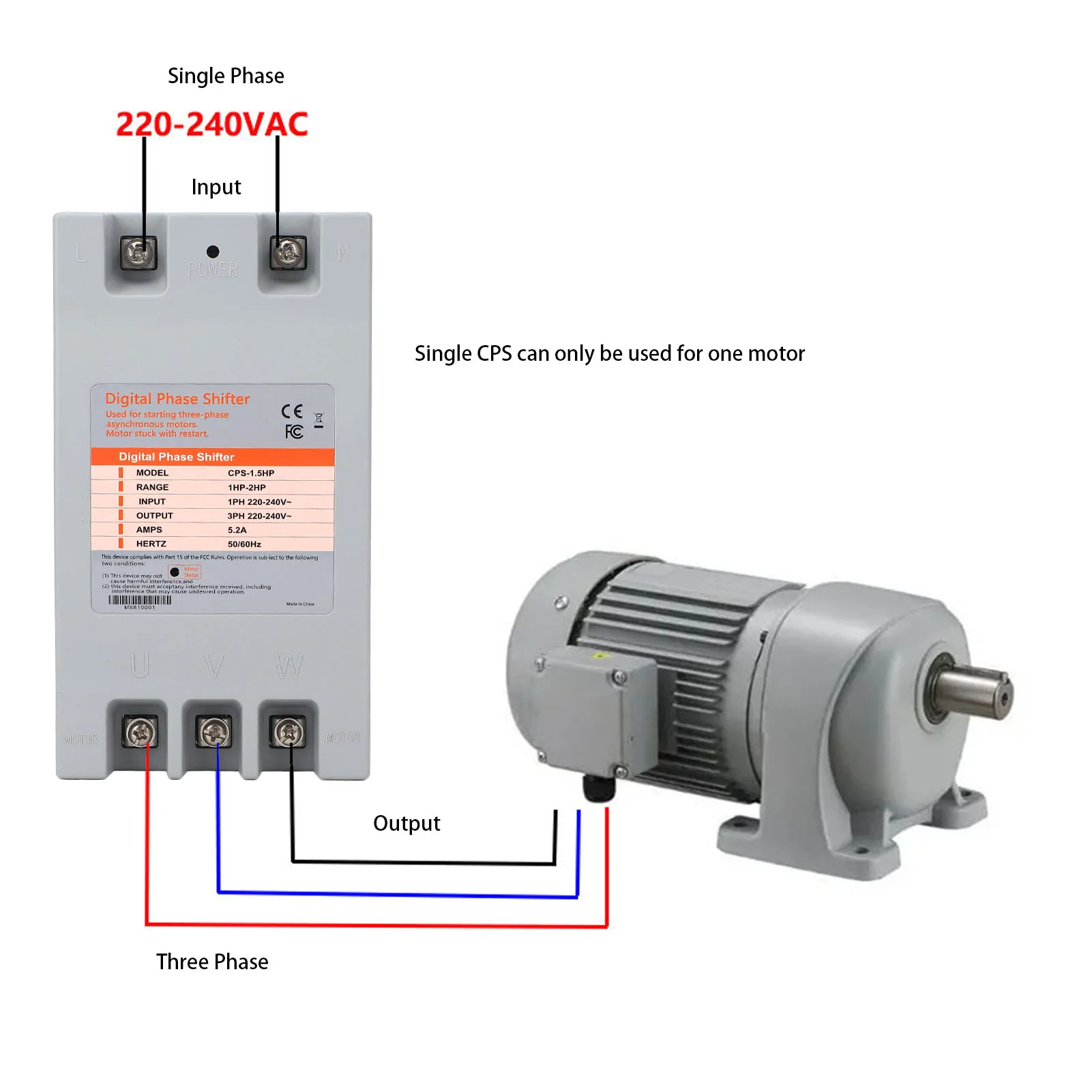 Digital Phase Converter User Friendly Setup Space Saving Multifunctional Single To 3 Phase Converter for Woodworking Machinery